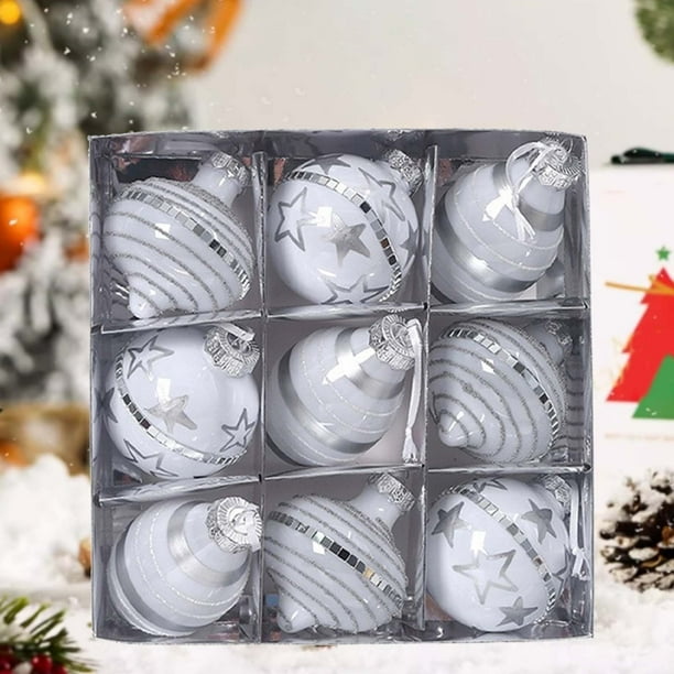 Juego de 9 bolas navideñas blancas Fiudx para decoración navideña