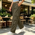 thumbnail image 5 of Women's Summer Casual Fashion Solid Color Quick Drying Work High Waist Straight Tube Wide Leg Multi Pocket Pants, 5 of 6