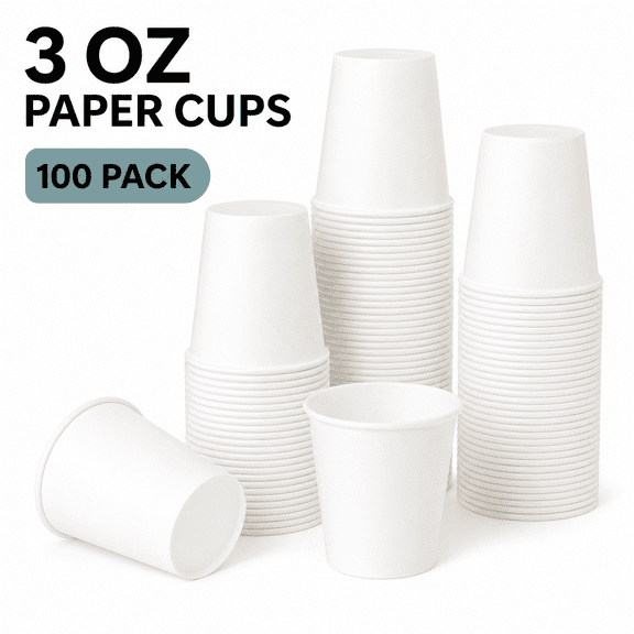 TAVENE [100 Pack] 3 oz Bathroom Paper Cups, Paper Coffee Cups,Mouthwash Cups, Disposable Paper Cups, Ideal for Bathroom