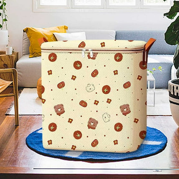 kchsji Tomato Bear Storage Box, Foldable Clothes Organizer for Wardrobe Closet, Breathable Storage Bin for Blankets Toys, Stackable Storage Basket for Home Organization Under Bed