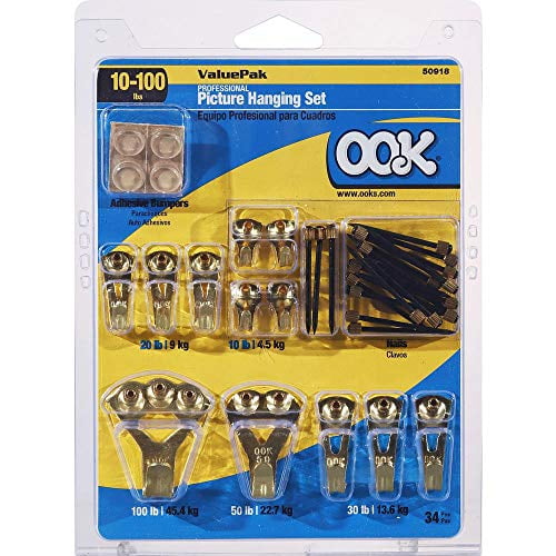 OOK 50918 Valu-Pak Assorted Professional Picture Hanging Kit, hangs up to  17 pictures, 10-100 lbs,1 pack 