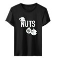 thumbnail image 3 of Gibobby Camisas de Navidad para mujer Camisetas informales y cómodas de manga corta con cuello redondo y navideñas estampadas multicolor de manga corta para mujer(Negro,G), 3 of 4