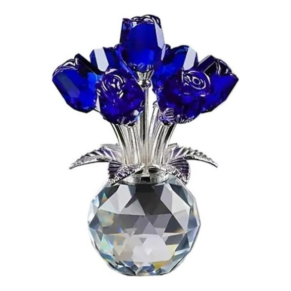 Crystal Rose Figurine 4.1x3.15in, Handcrafted Eternal Love Ornament, Sparkling Decorative Gift for Valentines Day Birthday Mothers Day