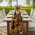 thumbnail image 3 of Orange Black African Women Short Table Runner 60 Inches Long,Ethnic Tribe Giraffe Vintage Cotton Linen Table Runners Dresser Scarves,Tabletop Scarf Furniture Cover for Home Dinner Party Decor 13"x60", 3 of 8