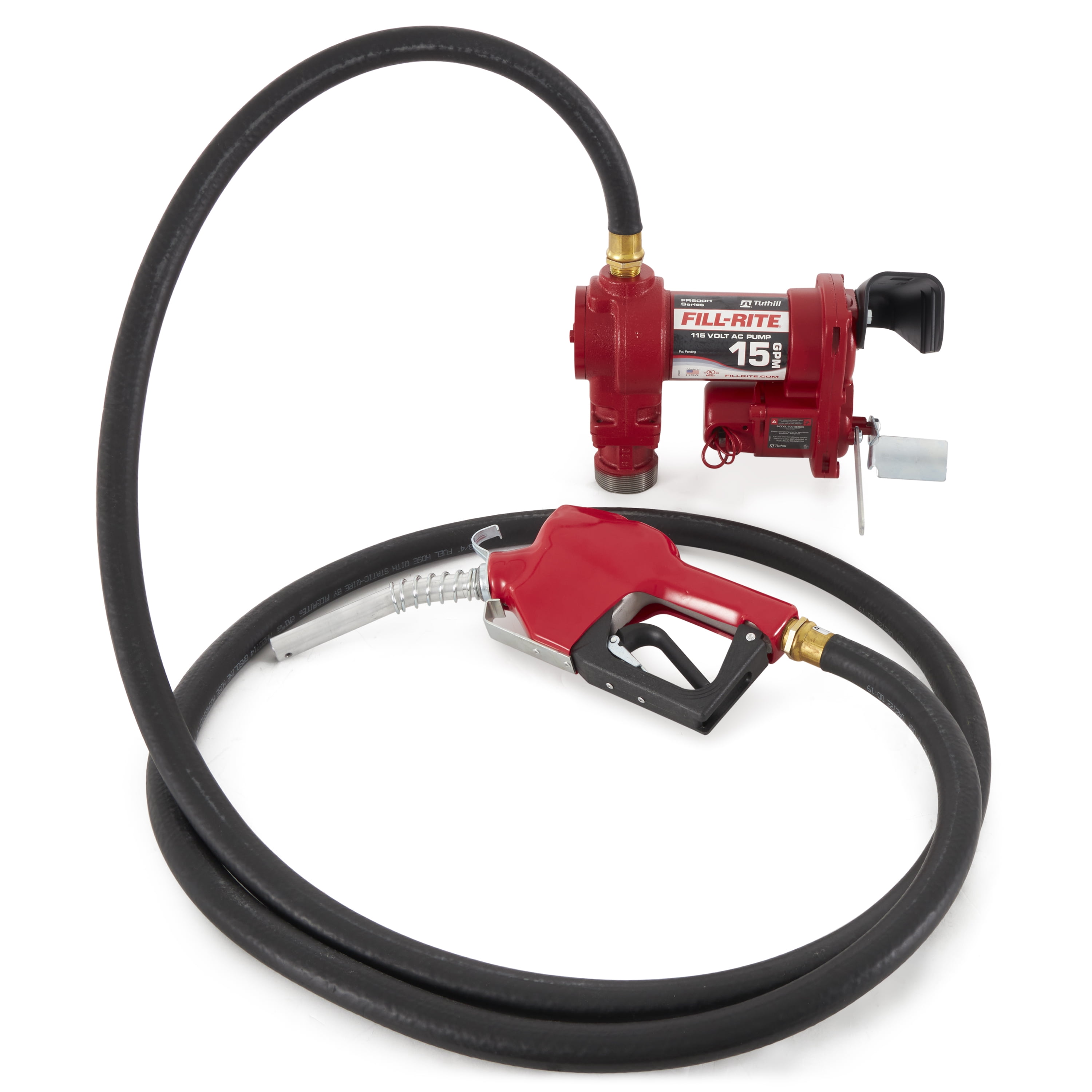 Fill-Rite FR610GA 115V AC Fuel Transfer Pump, Automatic Nozzle, 15 GPM, Red