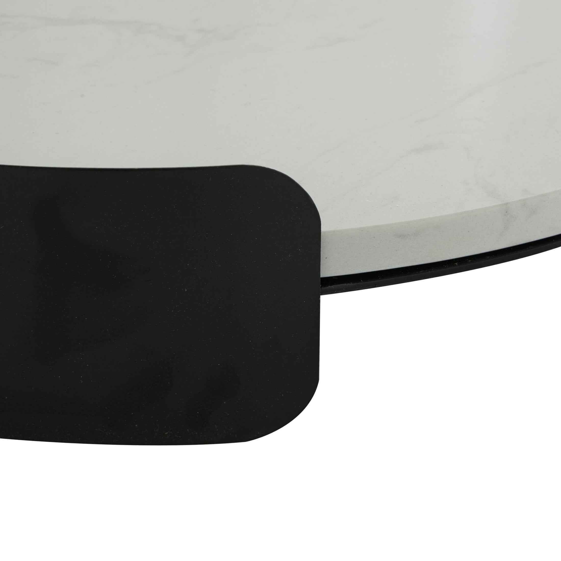 DecMode 19" x 19" White Marble Round Tray with Black Metal Frame, 1-Piece