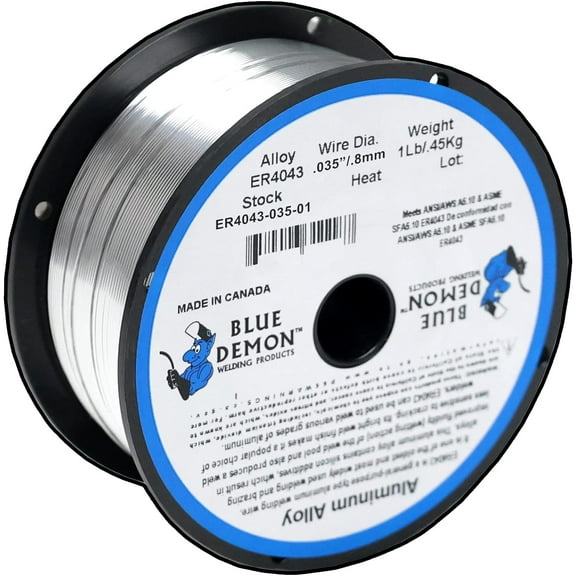 Blue Demon ER4043 X .035 X 1LB MIG/GMAW General Purpose Aluminum Welding Wire, All Position with Silicon Additives, Formulated to Provide Porosity-Free, X-Ray Quality Welds