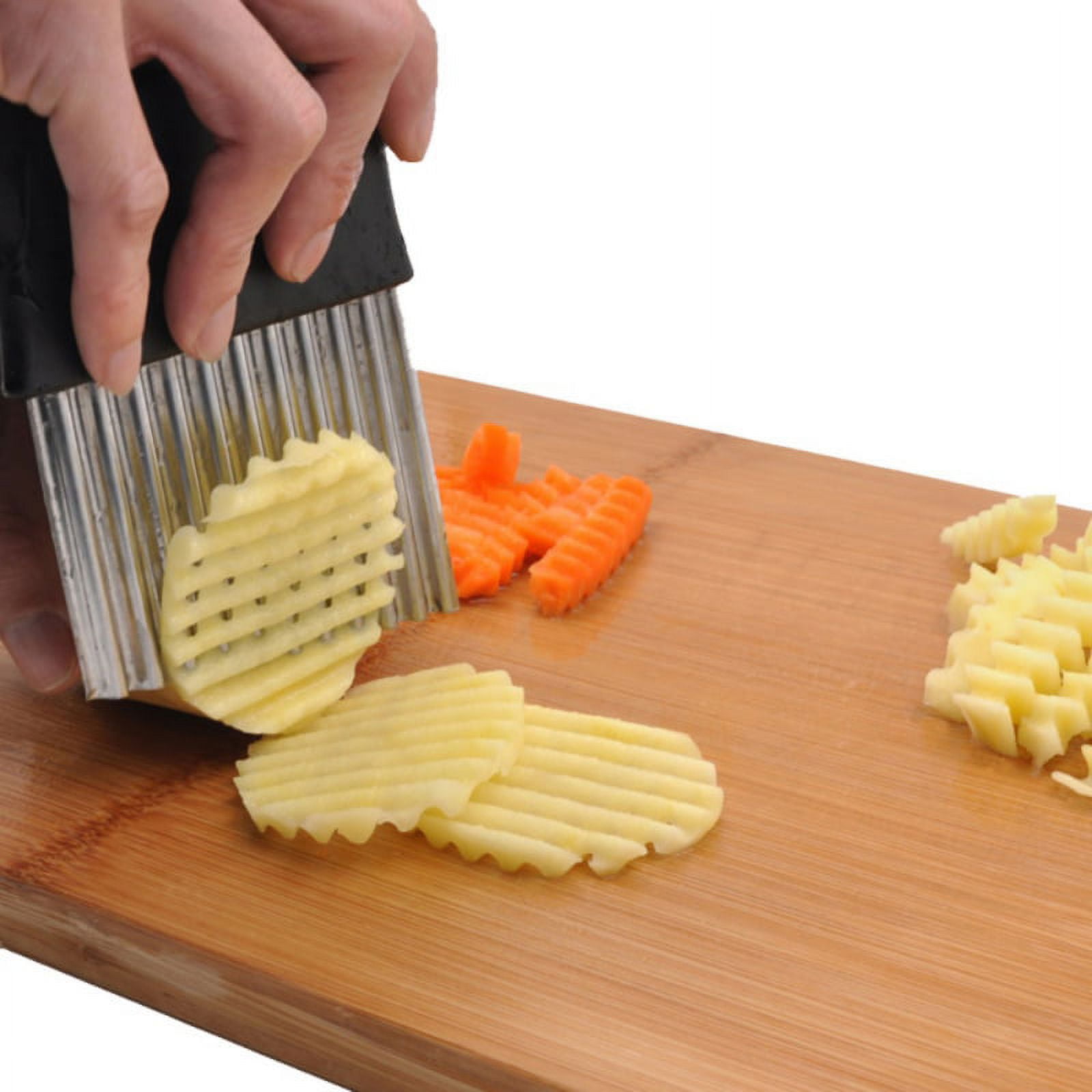 Premium Wavy Potato Cutter - Vegetable & Fruit Crinkle Cutting Tool, French  Fry Cutter, Serrated Salad Chopping Knife French Fry Slicer, Black Blade
