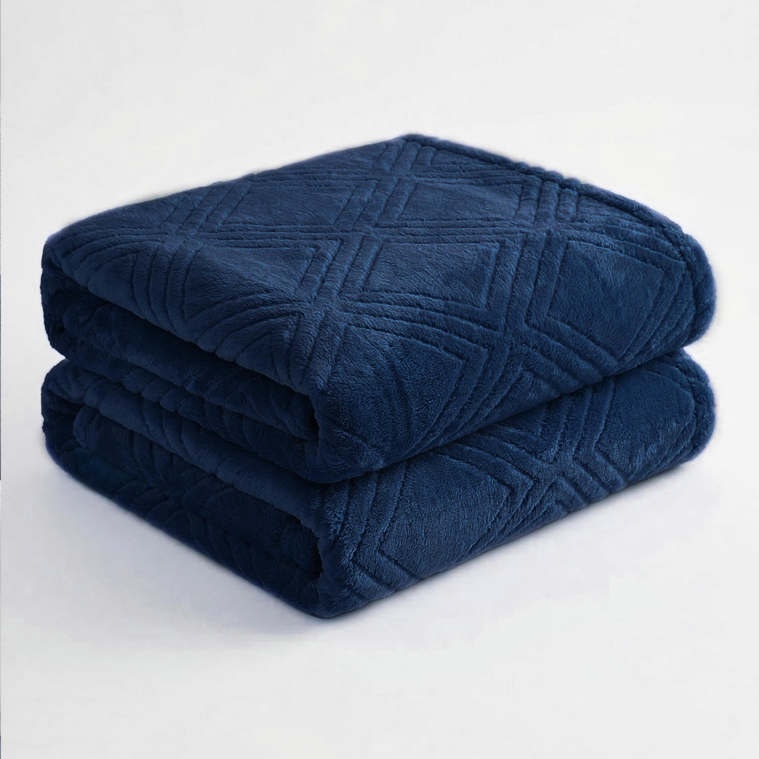 Superior Alaska Diamond Fleece Blanket 50" x 60", Lightweight Soft Bed Blankets, Throw Size, Navy Blue