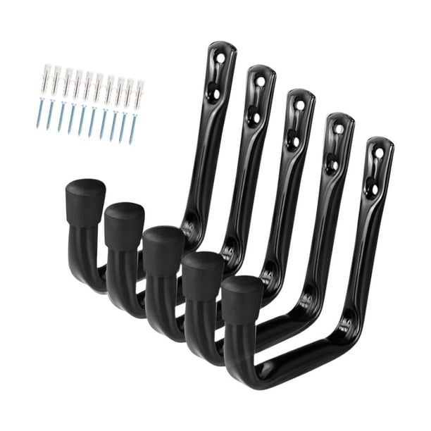 5x ganchos de utilidad, ganchos de garaje de alta resistencia, soporte para colgar en la pared, gancho de almacenamiento, colgador para Cable de Negro