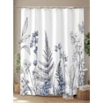 thumbnail image 4 of Fsddascl Blue Grey Floral Leaves Shower Curtain Set - 66" x 72" Washable Bathtub Curtain with 12 Hooks, Watercolor Flowers Waterproof Fabric Stall Shower Curtains for Bathroom/Bathtub Décor, 4 of 6