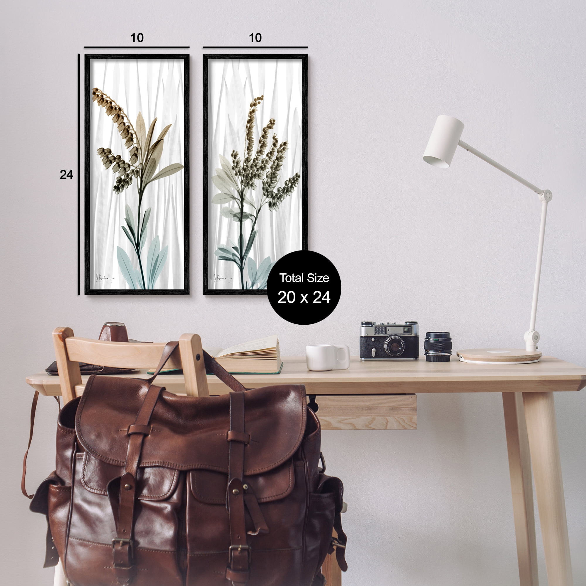 Stupell Industries Modern Snowdrops Flowers Botanical & Floral Painting Black Framed Art Print Wall Art, 10 x 24, Set of 2