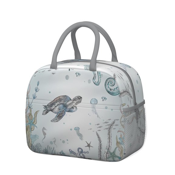 Lunch Bag Lunch Box for Women Reusable Insulated Lunch Bags,Water-Resistant Sea Turtle Cooler Lunch Tote Bag, Large Capacity for Work Travel Picnic