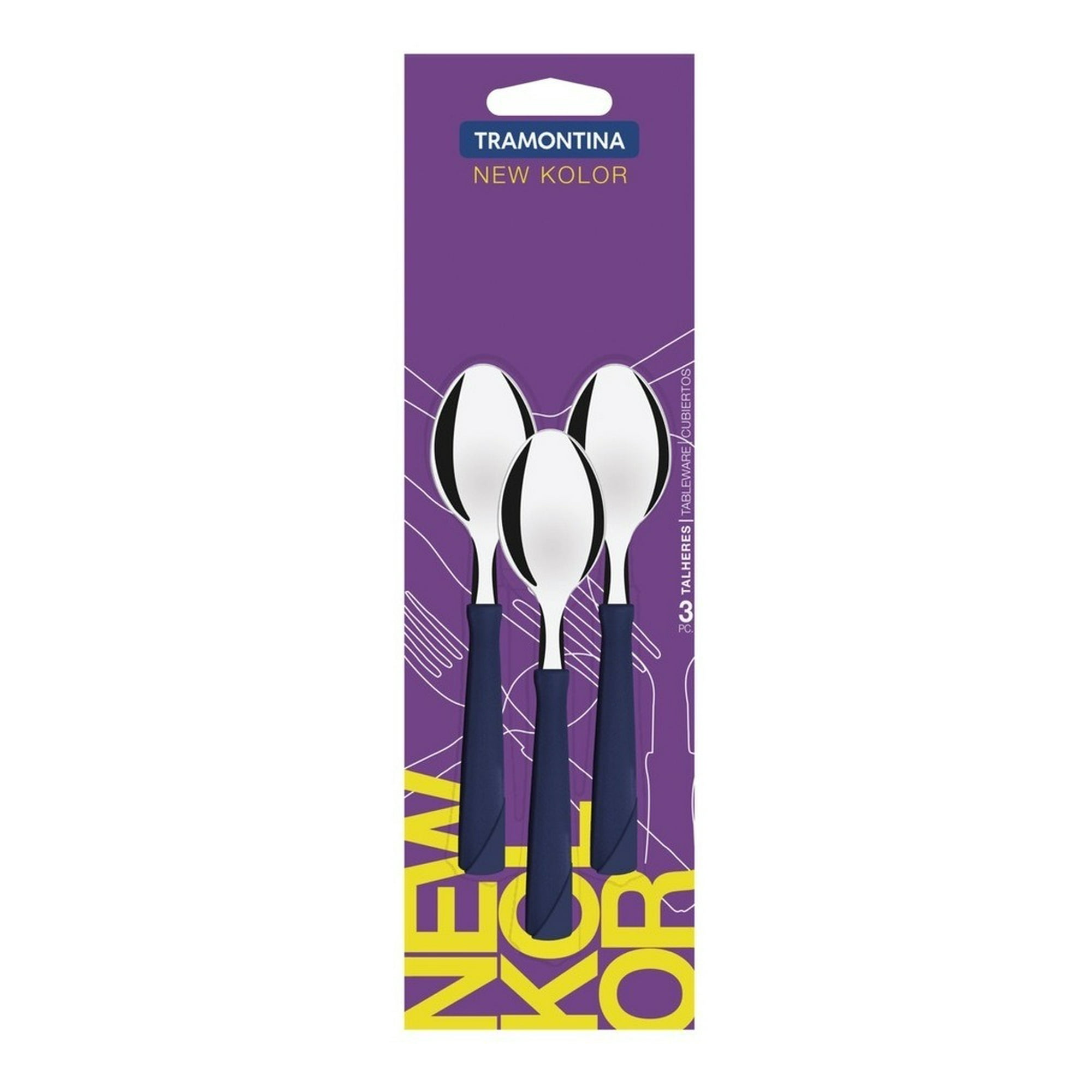 Juego De Cucharas De Té 3 Piezas, Azul New Kolor