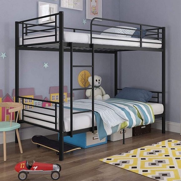 JLG Twin over Twin Bunk Bed, Steel Frame (Black)