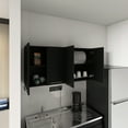 thumbnail image 3 of Wall Cabinet, Black, 4 Doors, 2 Spacious Compartments For Canned Goods Storage Kitchen Cabinet With Two Divisions And Four Industrial Style, 3 of 3