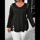 thumbnail image 5 of Blusas de Verano para Mujer con Hombros Descubiertos, Camisetas de Larga, Blusas con Diseño de Tiras Cruzadas y Aberturas Negro XL, 5 of 7