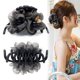 thumbnail image 1 of Pinzas de plástico para el pelo para mujer, pinzas de plátano con flores y perlas, accesorios de diseño francés para niñas y mujeres, pasadores de horquilla grandes con agarre fuerte (rosa) gris, 1 of 6