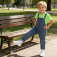 thumbnail image 6 of ATOGUTA Boys Summer Outfits Denim Overalls and Short Sleeve T-shirts with Socks Kids Girls Clothes Size 3T-12, Mint Green, 6 of 8
