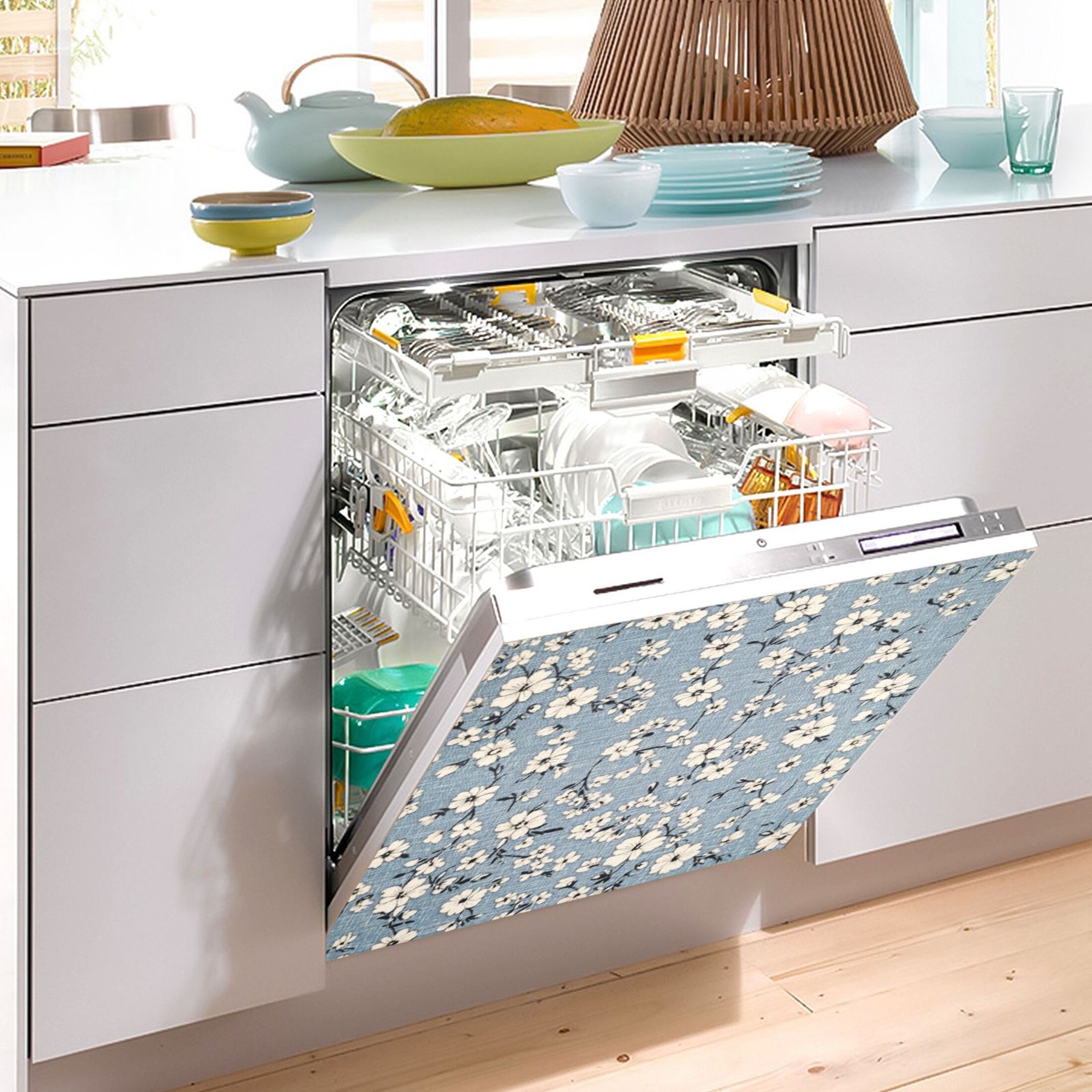 Dishwasher Magnetic Sticker 23x26 Inch Refrigerator Magnetic Sticker Washing Machine Magnetic Sticker Kitchen Panel Magnetic Sticker Home Decor Pretty Cloth Flowers