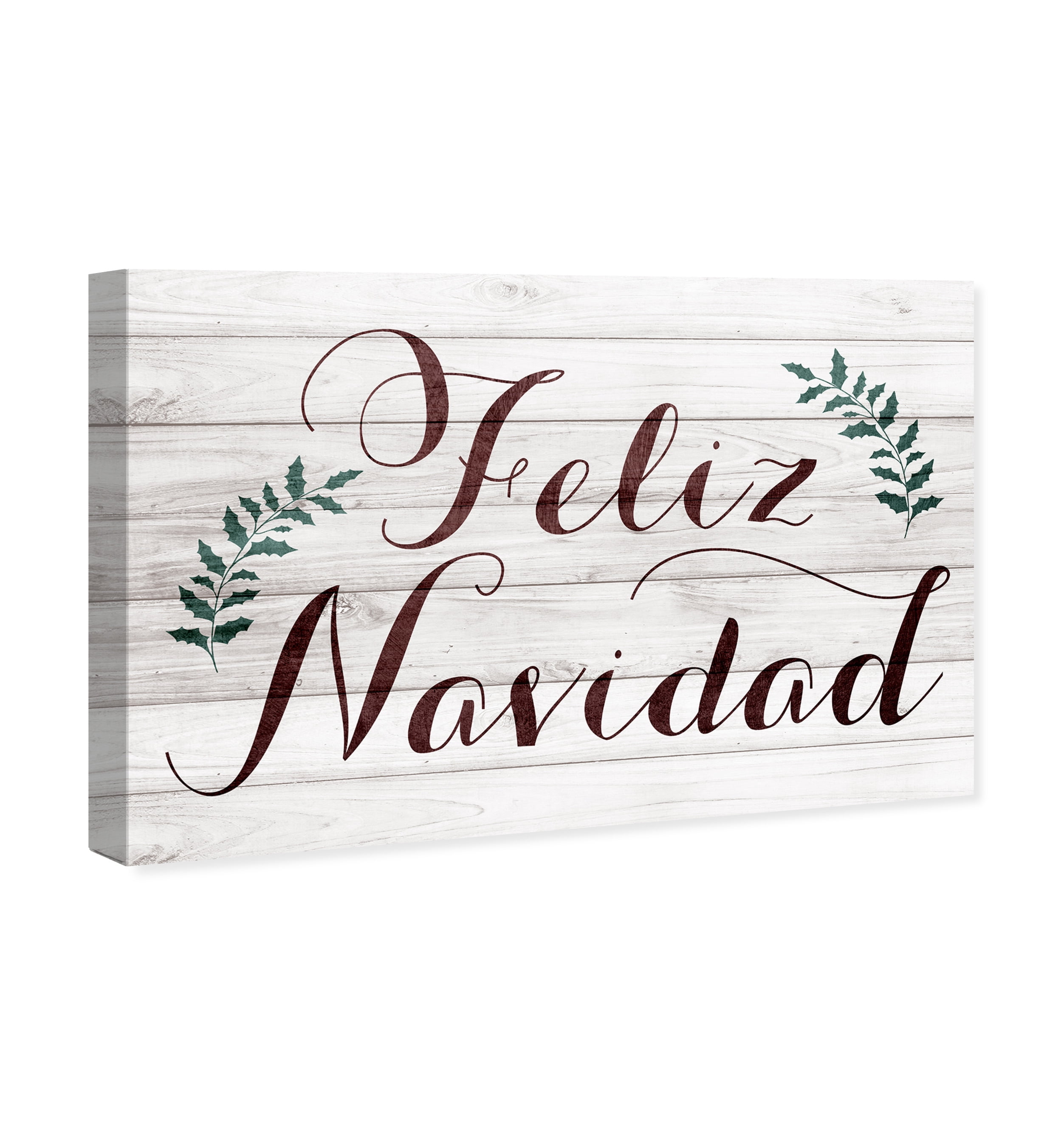 Wynwood Studio Holiday and Seasonal Wall Art Canvas Prints 'Feliz Navidad Rustic' Christmas Home Décor - Brown, Green, 24" x 16"