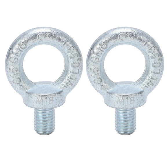 2 PCS M18 Galvanized Q235 Steel Lifting Eye Bolts - Corrosion & Rust Resistant Heavy-Duty Eyebolts with Deep, Non-Slip Threads, High Load Capacity, Ideal for Ports, Construction, Mining, Shipbuilding