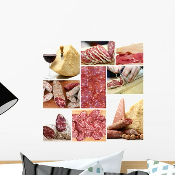 Italian Food Collage Wall Mural by Wallmonkeys Peel and Stick Graphic (18 in H x 18 in W) WM45690