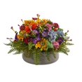 thumbnail image 1 of Nearly Natural 1626 Mixed Floral Artificial Arrangement in Stone Planter, 1 of 3