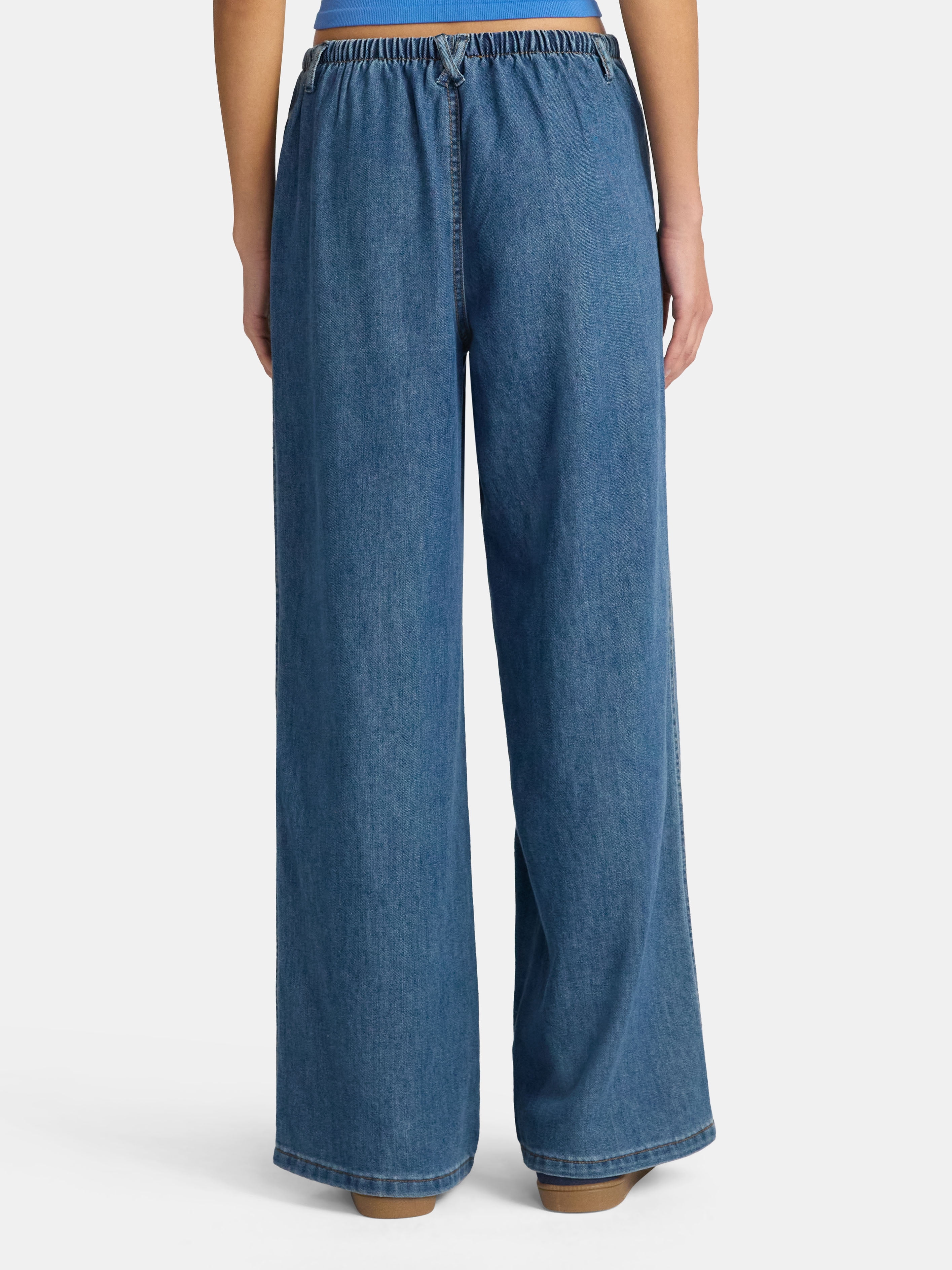 No Boundaries Mini Waistband Wide Leg Pants, 31'' Inseam, Women's