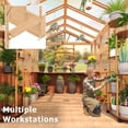 thumbnail image 4 of Erommy 16'x7' Outdoor Wood Greenhouse with Pergola, Heavy Duty Green House with Workstation & Staging Shelves,8MM Thick PC Panel, Top-hung Folding Windows, 4 of 10