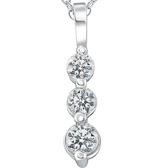 Pompeii 1ct Three Stone Diamond Pendant 14K White Gold (G/H,I1-I2)