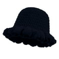 thumbnail image 2 of Povozer Crochet Bucket Hat Women Trendy Knit Floppy Cap Cute Boho Handmade Beanies Outdoor Boho Travel Fishing Hat Black, 2 of 5
