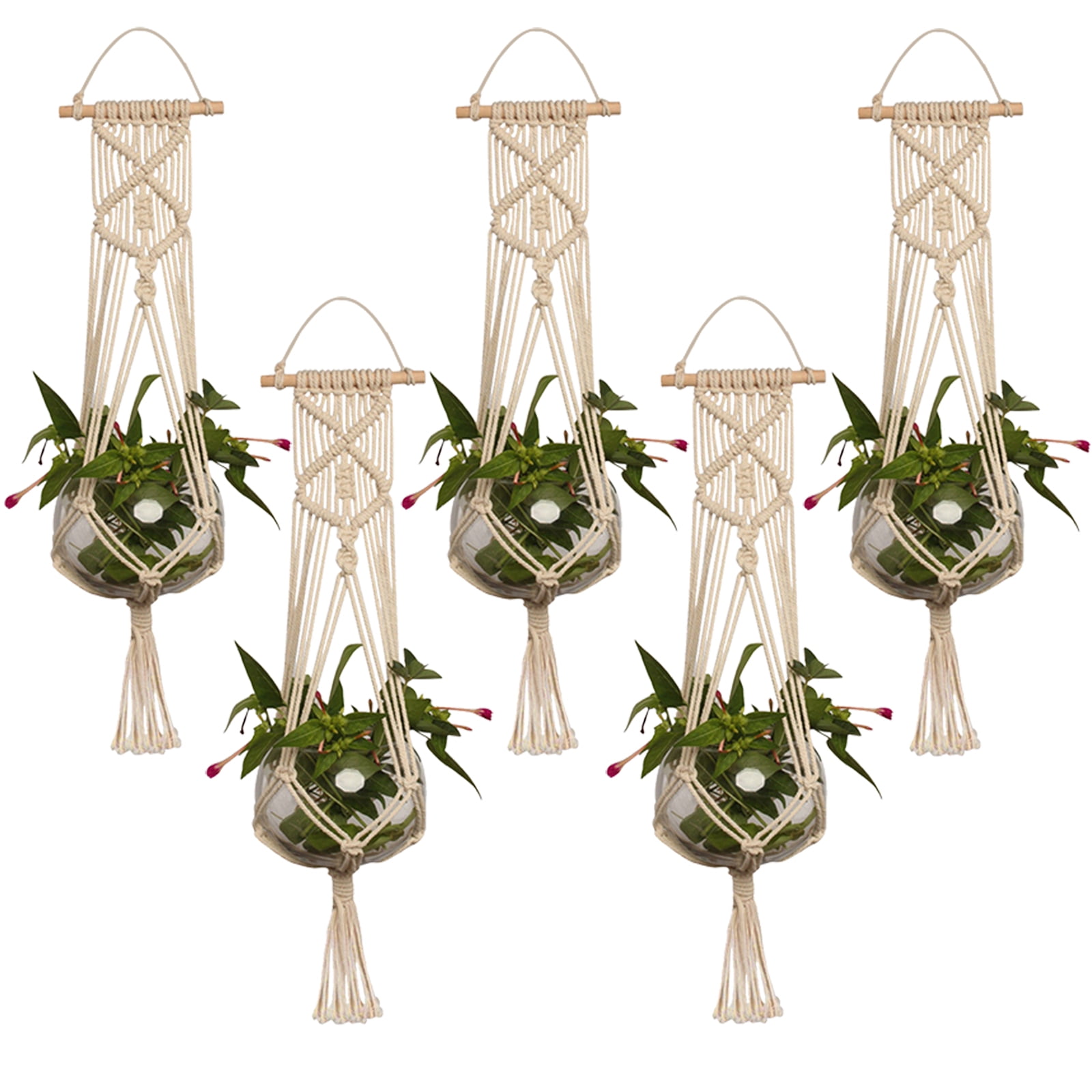 5pack Macrame Plant Hanger Indoor Outdoor Hanging Planter