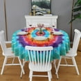 thumbnail image 2 of Colorful Tie Dye Mandala Pattern Round Tablecloth 60"x60",Wrinkle Wipeable Table Cloth for Kitchen Dining Room Picnic Patio Party, 2 of 6