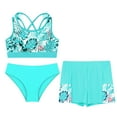 thumbnail image 3 of YUUMIN 3 Pcs Tankini for Girls Floral Bikini Crop Top Brief with Ruffles Swim Shorts Bathing Suits Light Green 10, 3 of 5