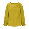 thumbnail image 2 of SHE IS My Orders past Orders Long Sleeve V Neck Shirts for Women Cotton Womens Long Sleeve Tops V Neck Yellow Long Sleeve Blouse Women Basic Tees for Women Plus, 2 of 5