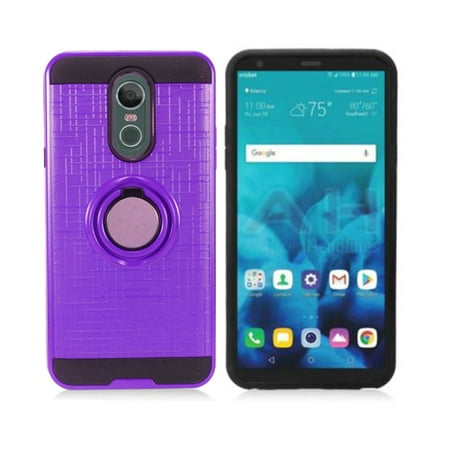 Phone Cases For Boost Mobile Lg Phone Case for Boost Mobile LG Stylo 4 Prepaid / Straight Talk LG Stylo 4 Case / LG Stylo 4 Plus Textured Dual-Layered Cover Ring-Stand Finger Holder (Ring-Stand Purple-Black TPU) ()