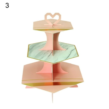 

Exquisite Cake Stand Three-layer Paper Gradient Hexagon Dessert Stand for Wedding