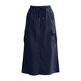 thumbnail image 6 of FchengtaiS Womens Cargo Skirt Drawstring High Waisted Quick Dry Maxi Skirt Summer Trendy A Line Long Skirts with Multi Pockets, 6 of 6