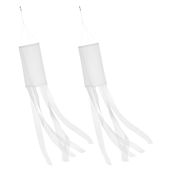 2Pack 100cm Windsock Flag Colorful Wind Socks Hanging Decor for Garden White
