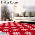 thumbnail image 2 of ODIKA 3'x5' Machine Washable Non-Slip Area Rug, Snowflake Cascade Design with Festive Botanical Motifs and Whimsical Accents High Traffic Rug with Pad, Red, 502129, 2 of 8