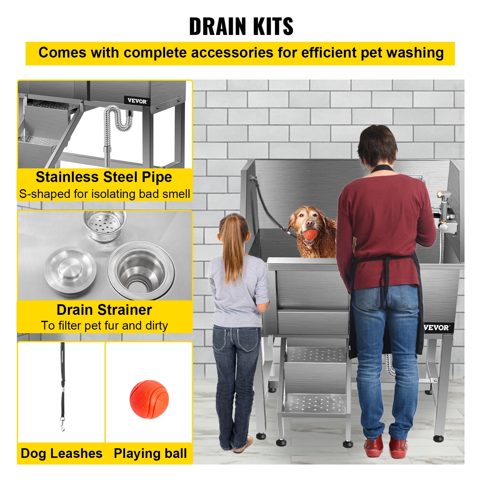 Buy VEVORbrand Dog Grooming Tub, 38L Wash Station, Professional