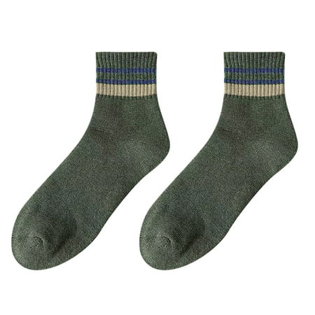 

CLZOUD Women Running Socks Cotton Spandex Striped Wool Hosiery Winter Thick and Comfortable Warm Men Medium Length Casual Socks
