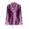 thumbnail image 4 of Helii Womens Tops Women's V Neck Pleated Front Collared Long Sleeve Ruffle Casual Blouse Top, 4 of 5