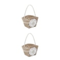thumbnail image 4 of Cateissary Cesta de flores de arpillera rústica con mango de perla Cesta de niña duradera y de moda con mango de perla cesta de flores canasta de flores 2Conjunto, 4 of 6