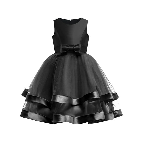 Girls Dress Sleeveless Black Ball Gown Wedding Party Pageant 12 Years