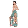 thumbnail image 3 of FORMRS Womens Long Sarong Beach Wrap Semi-Sheer Bikini Skirt Bathing Swimsuit Cover Up, Christmas Gingerbread, 3 of 7