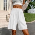 thumbnail image 2 of Edvintorg Bermuda Shorts for Women Knee Length Elastic Waisted Breathable Lightweight Loose Fit Casual Short Women Summer Clothes White M, 2 of 6