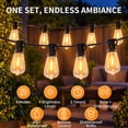 thumbnail image 4 of LEACUBER 100FT Solar String Lights Outdoor Waterproof, 8 Light Modes, Remote Dimmable & Timer, LED Shatterproof ST38 Bulbs, USB & Solar Powered for Backyard, Garden, Camping & Christmas Decor, 4 of 14