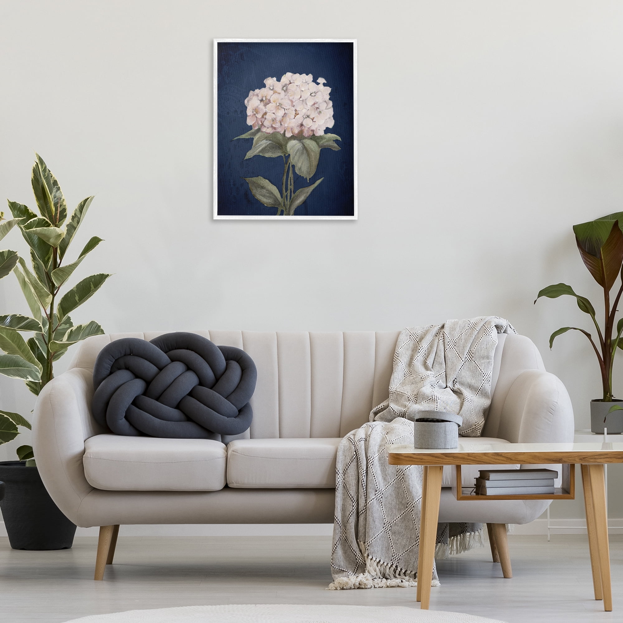 Stupell Industries Single Hydrangea Bloom Botanical & Floral Painting White Framed Art Print Wall Art, 24 x 30